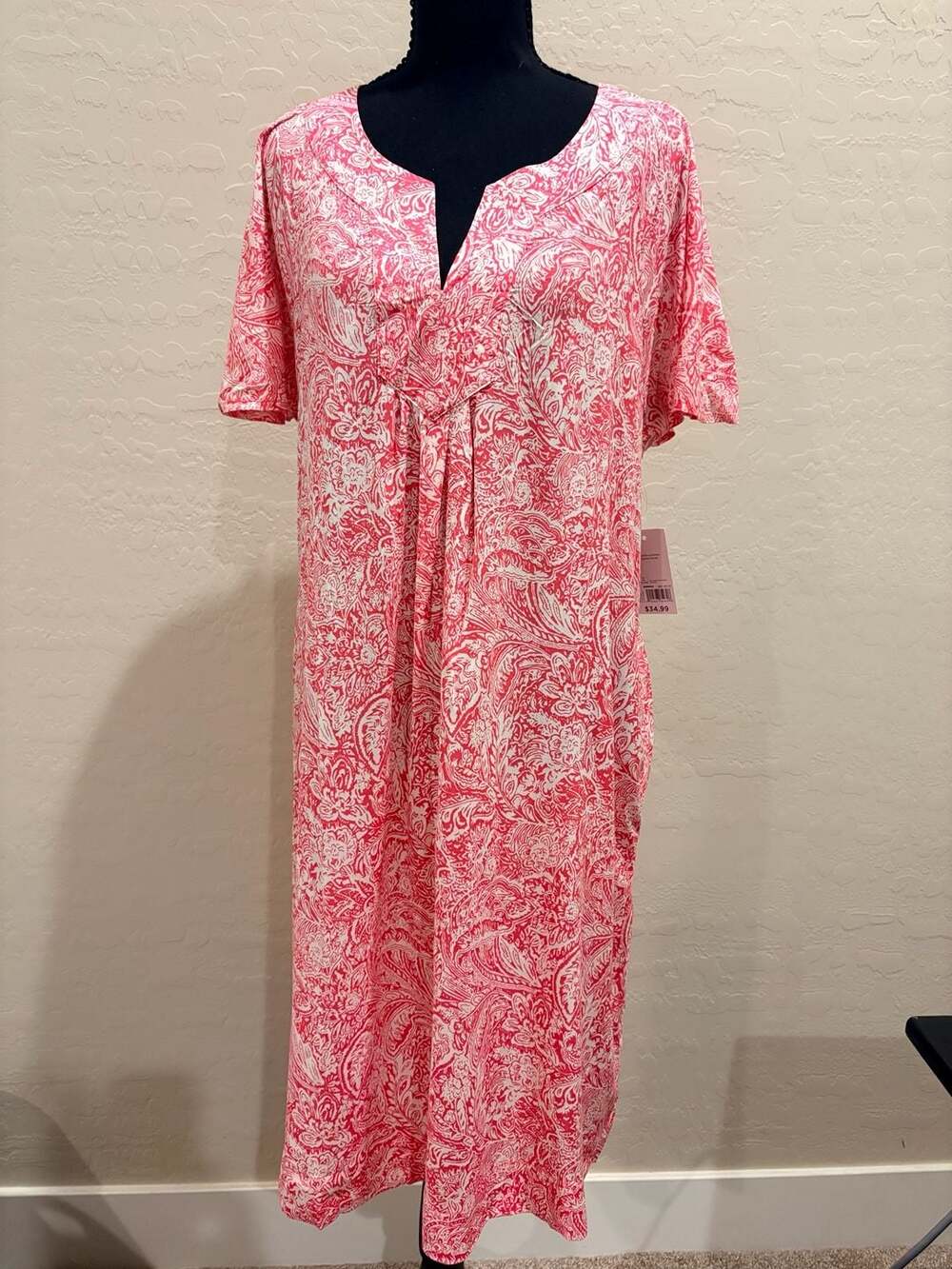 Croft & Barrow Red White Paisley XL Short Sleeve Dress (33)